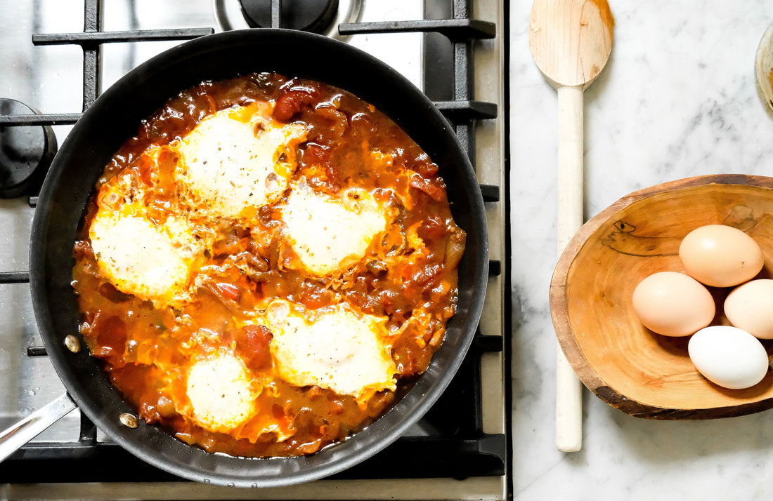 Baked Organic Eggs with Sugo a la Peperonata - Bella Cucina