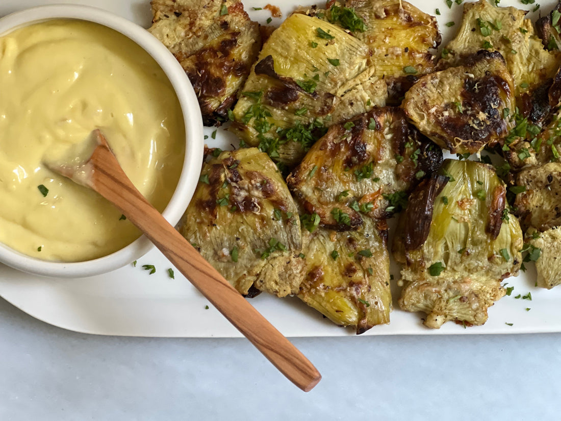 Crispy Artichoke Hearts with Preserved Lemon Aioli - Bella Cucina