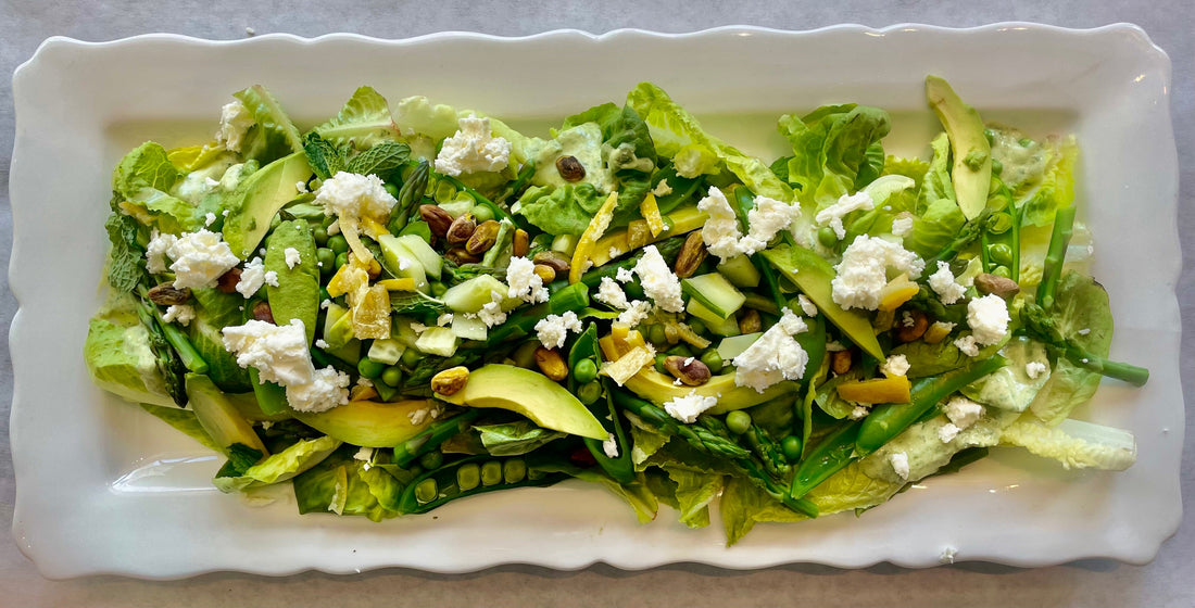 Mint & Pistachio Green Salad with Feta and Preserved Lemons - Bella Cucina