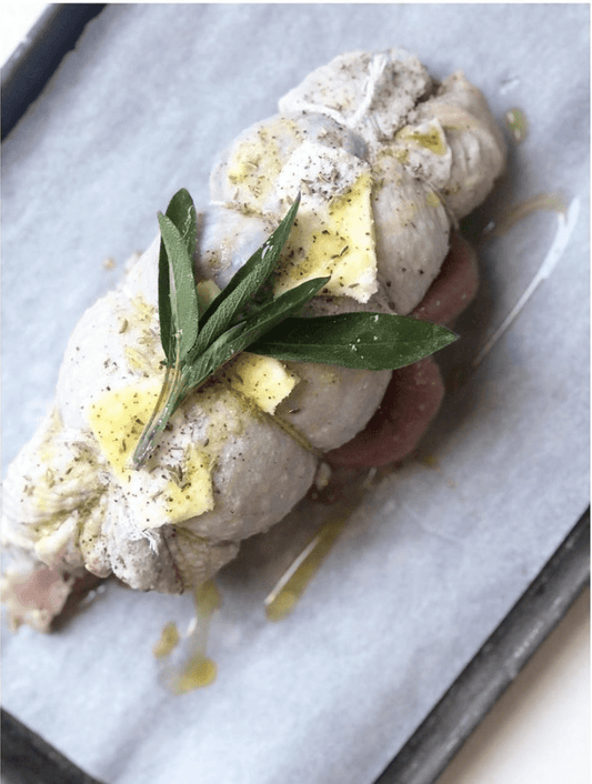 Roasted Turkey Breast with Pancetta and Porcini Stuffing - Bella Cucina