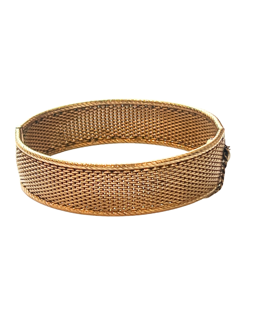 Gold mesh belt on a white background