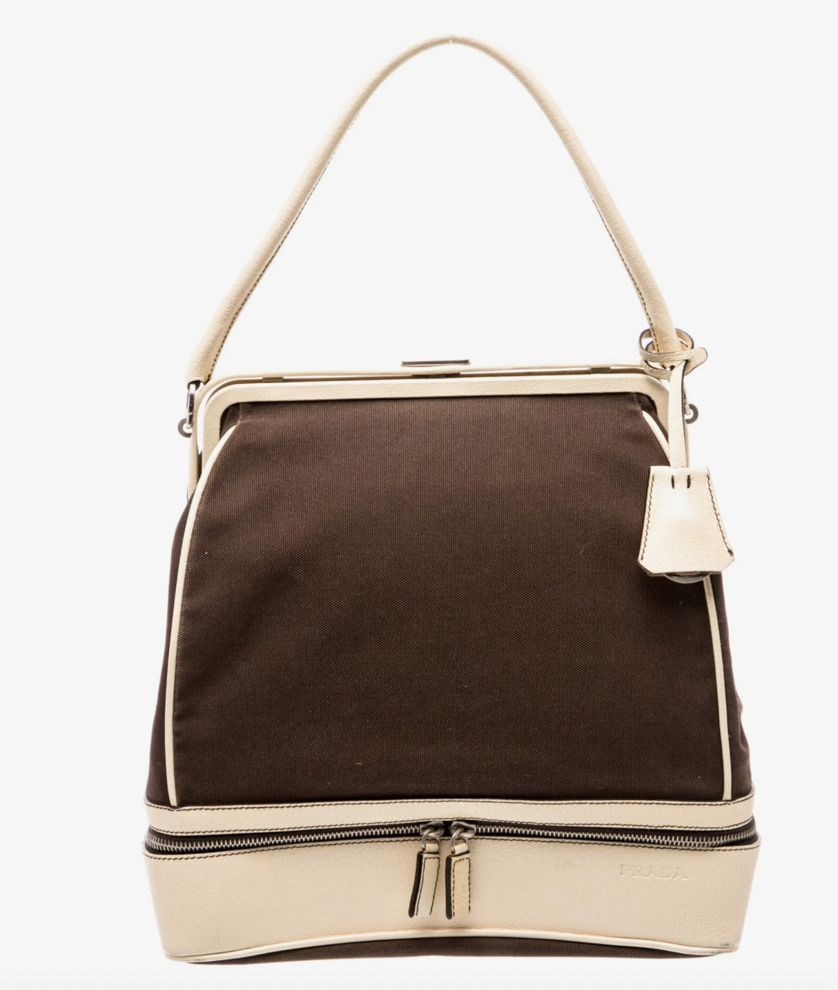 Clothing: Prada Brown Canvas and Natural Leather Handbag