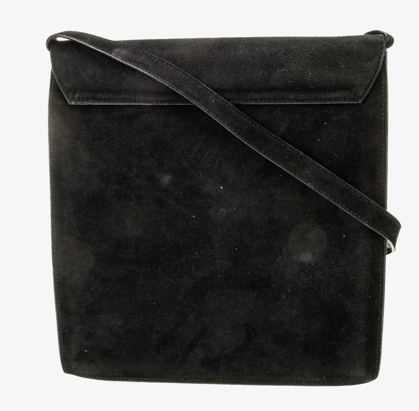 Vintage Gucci Black Suede Leather Top Handle Purse with Gold G hardware