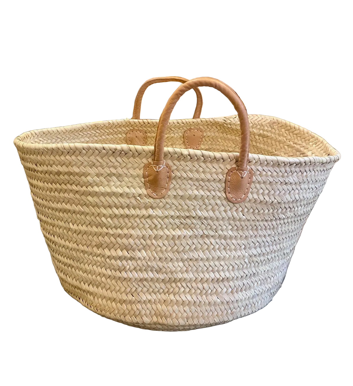 Farmer's market basket with leather handles, large, at Bella Cucina in Atlanta