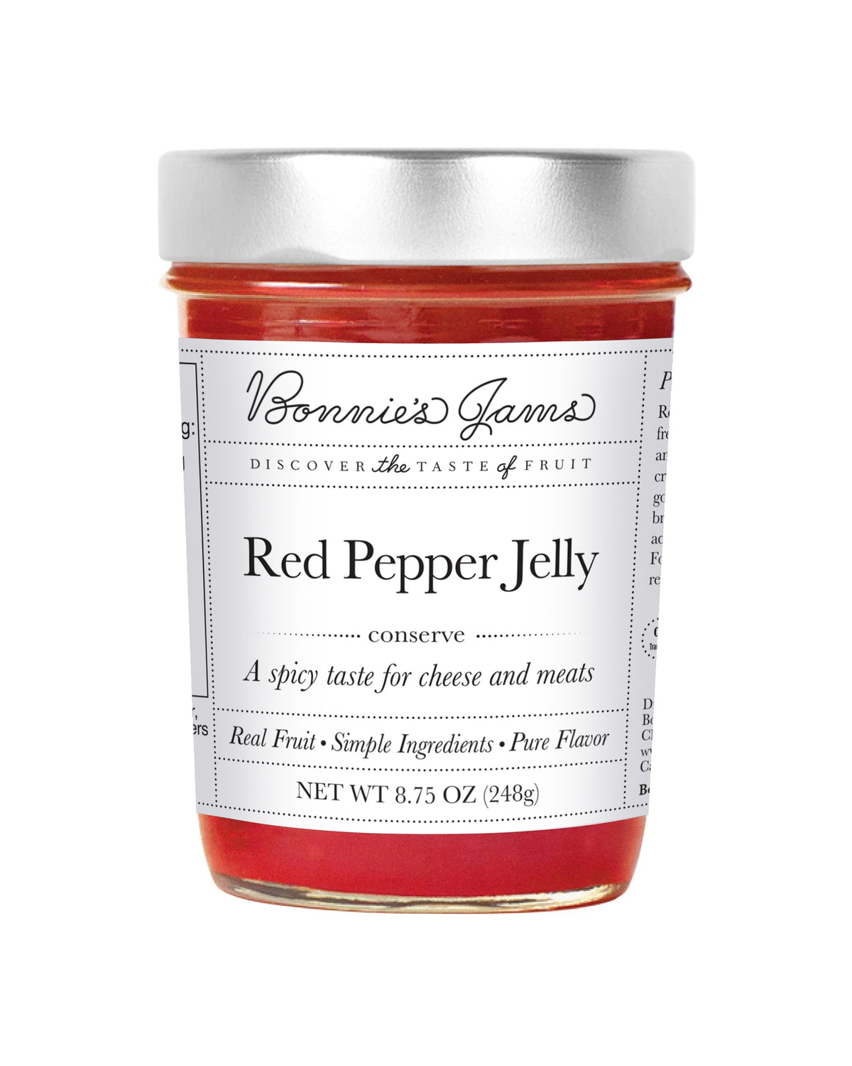 Bonnie's Jams Red Pepper Jelly jar, 9.24 oz, at Bella Cucina in Atlanta