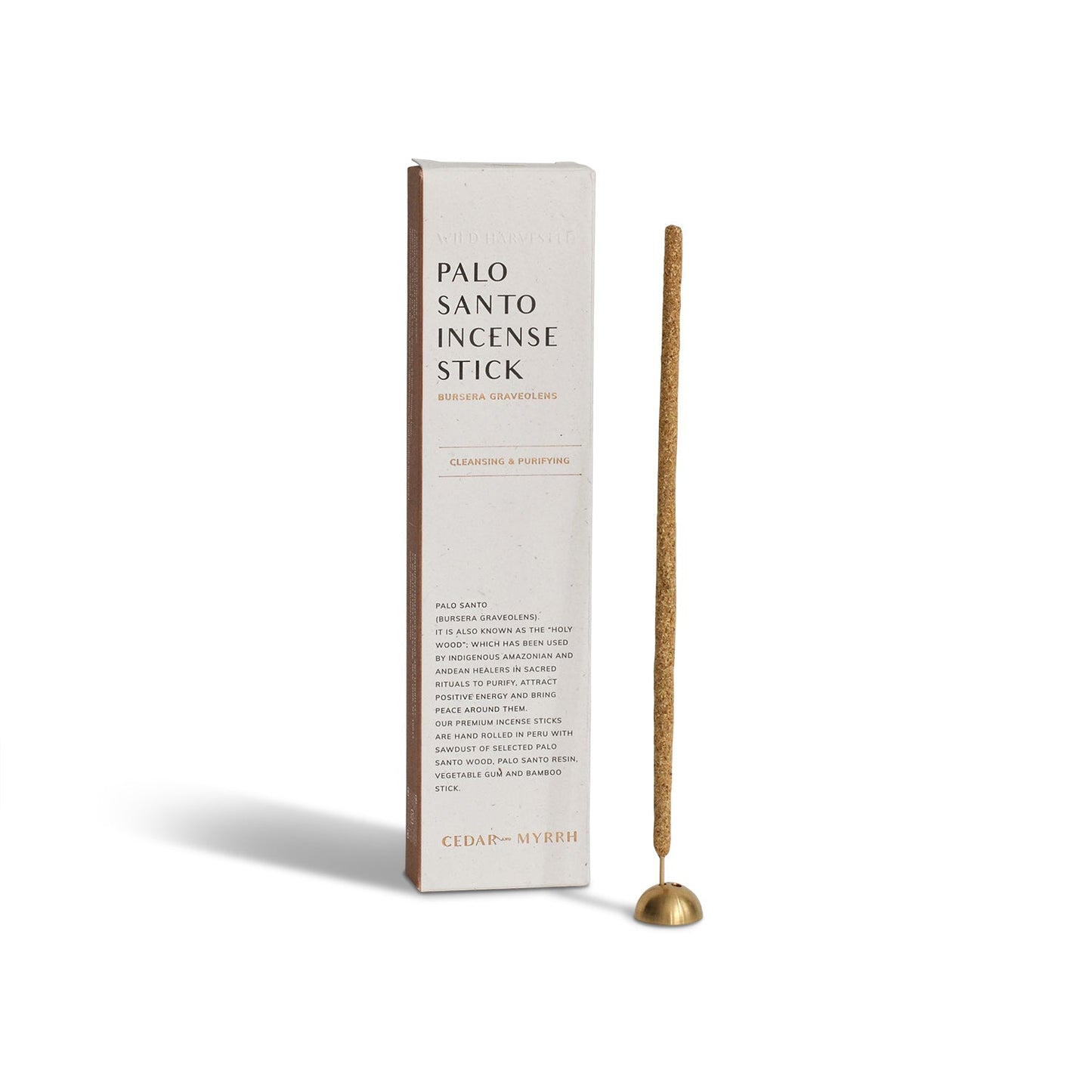 Cedar & Myrrh Hand rolled Palo santo incense stick by Bella Cucina – Wellness