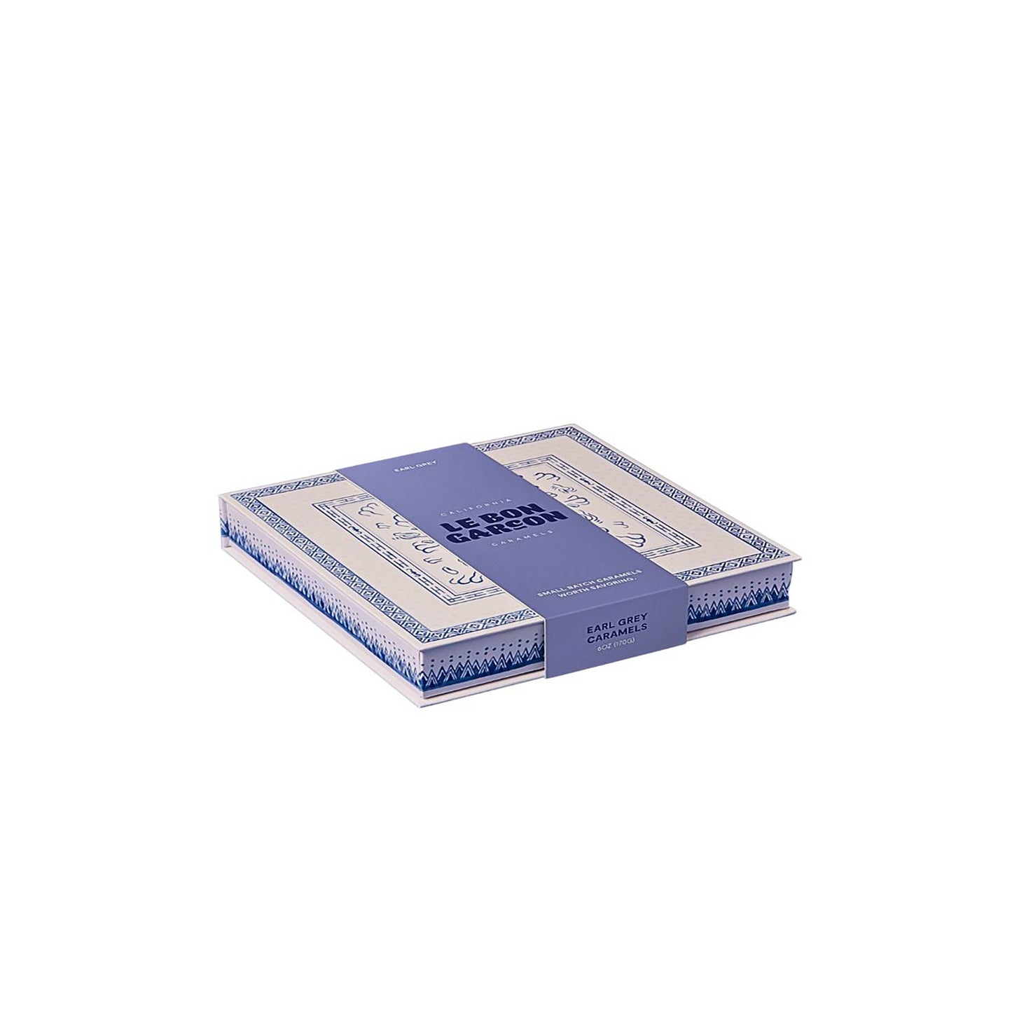 Le Bon Garçon Earl Grey Caramels. A beautifully packaged box of handcrafted French caramels infused with bergamot and rich buttery sweetness.