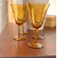 For The Table: Vintage Italian Amber Cocktail/Water/Wine Glasses Set of 4 by Bella Cucina – For the Table: Glasses