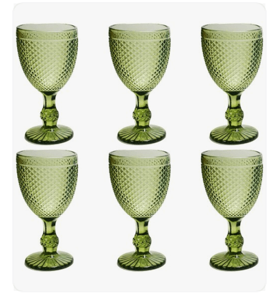 Glasses: Vintage Italian Green Goblets Set of 6 by Bella Cucina – For the table: Glasses