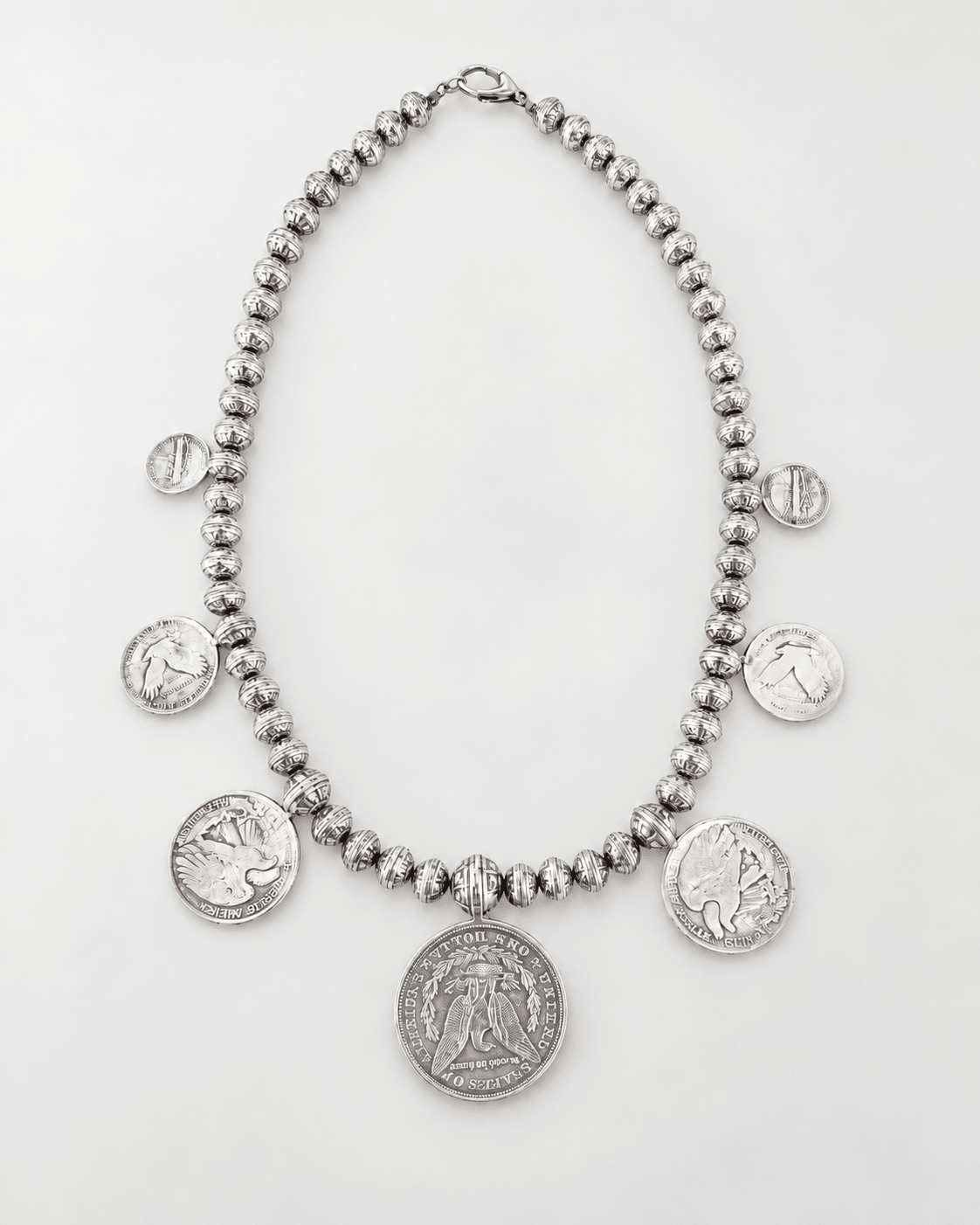 Vintage sterling silver Navajo coin necklace at Bella Cucina in Atlanta, view 3