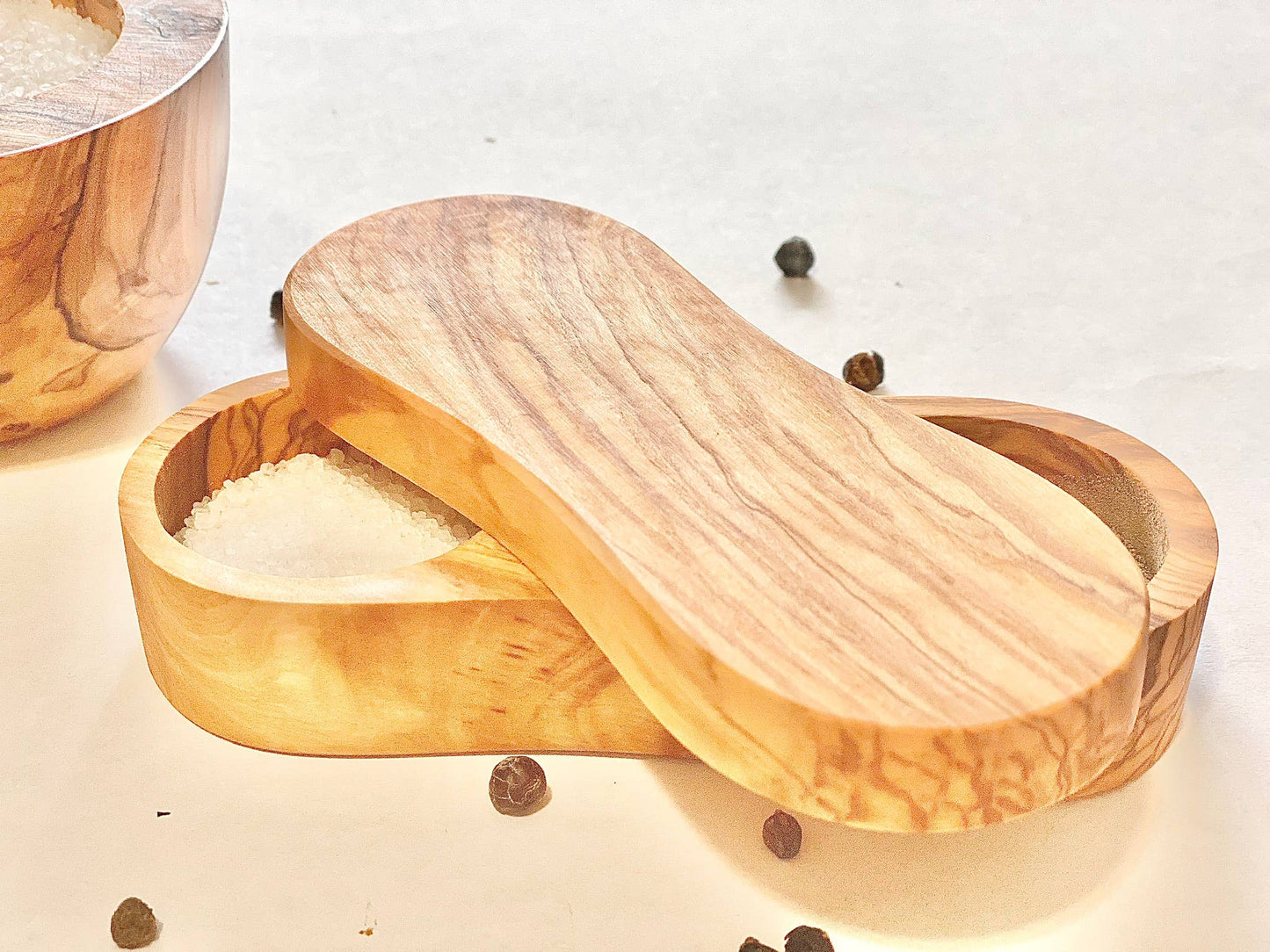 Olive Wood Salt & Pepper Keeper by Bella Cucina –