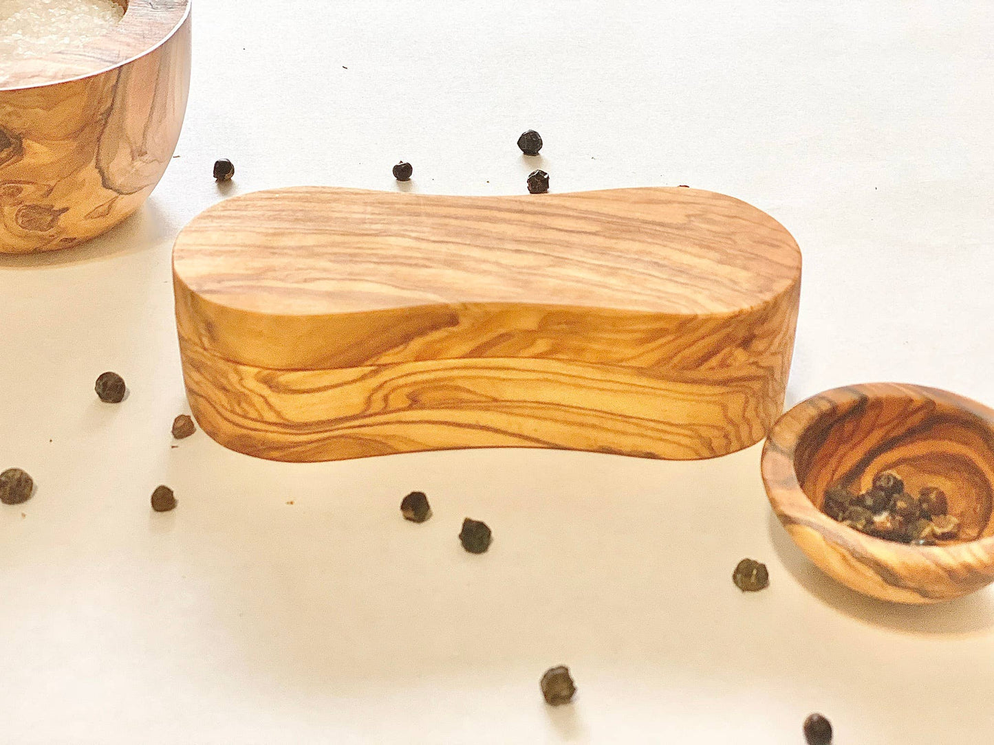 Olive Wood Salt & Pepper Keeper by Bella Cucina –