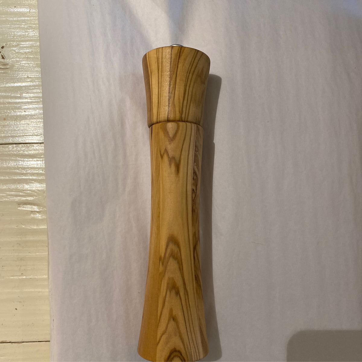 Olive wood pepper grinder and salt shaker at Bella Cucina in Atlanta