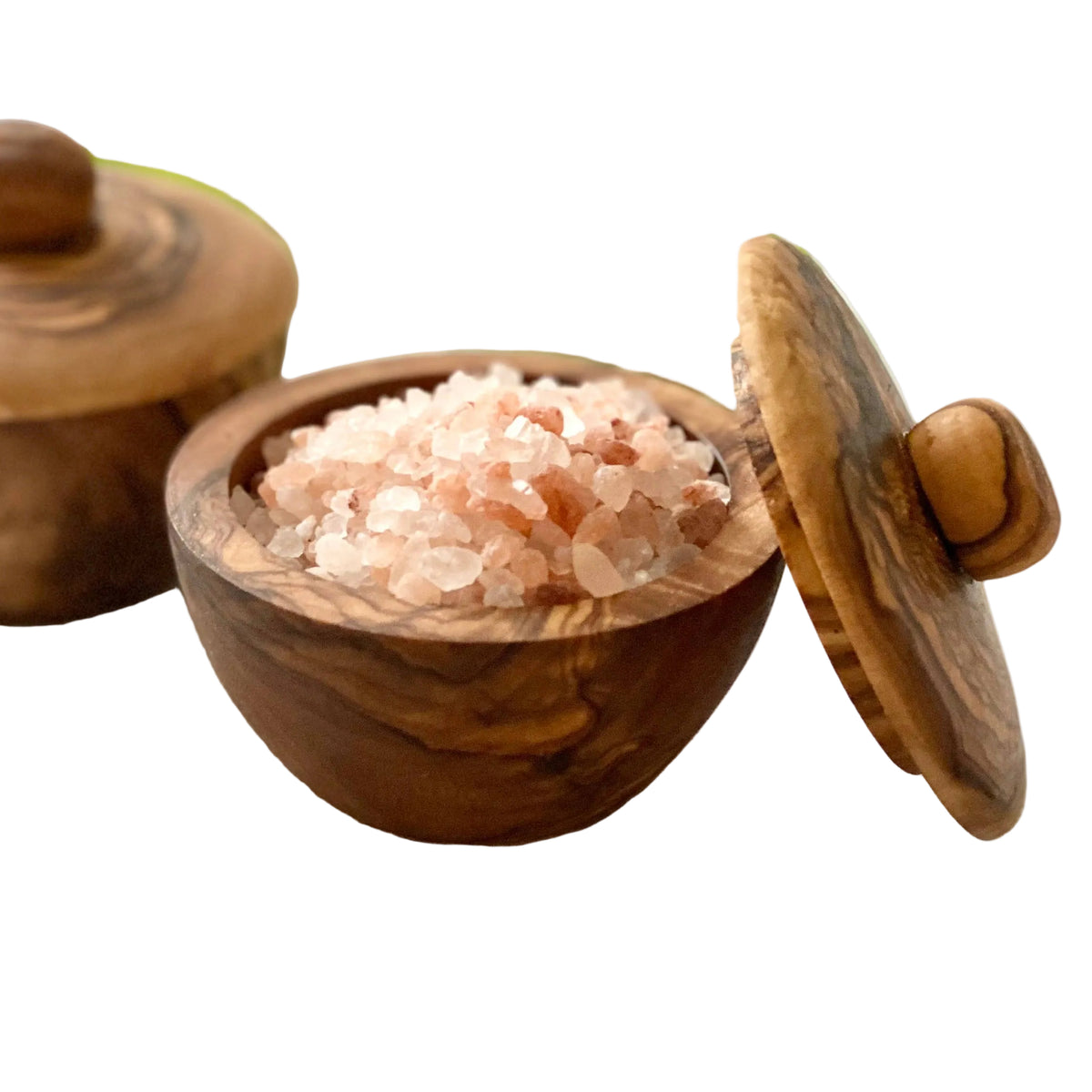 Small olive wood jar with lid at Bella Cucina in Atlanta