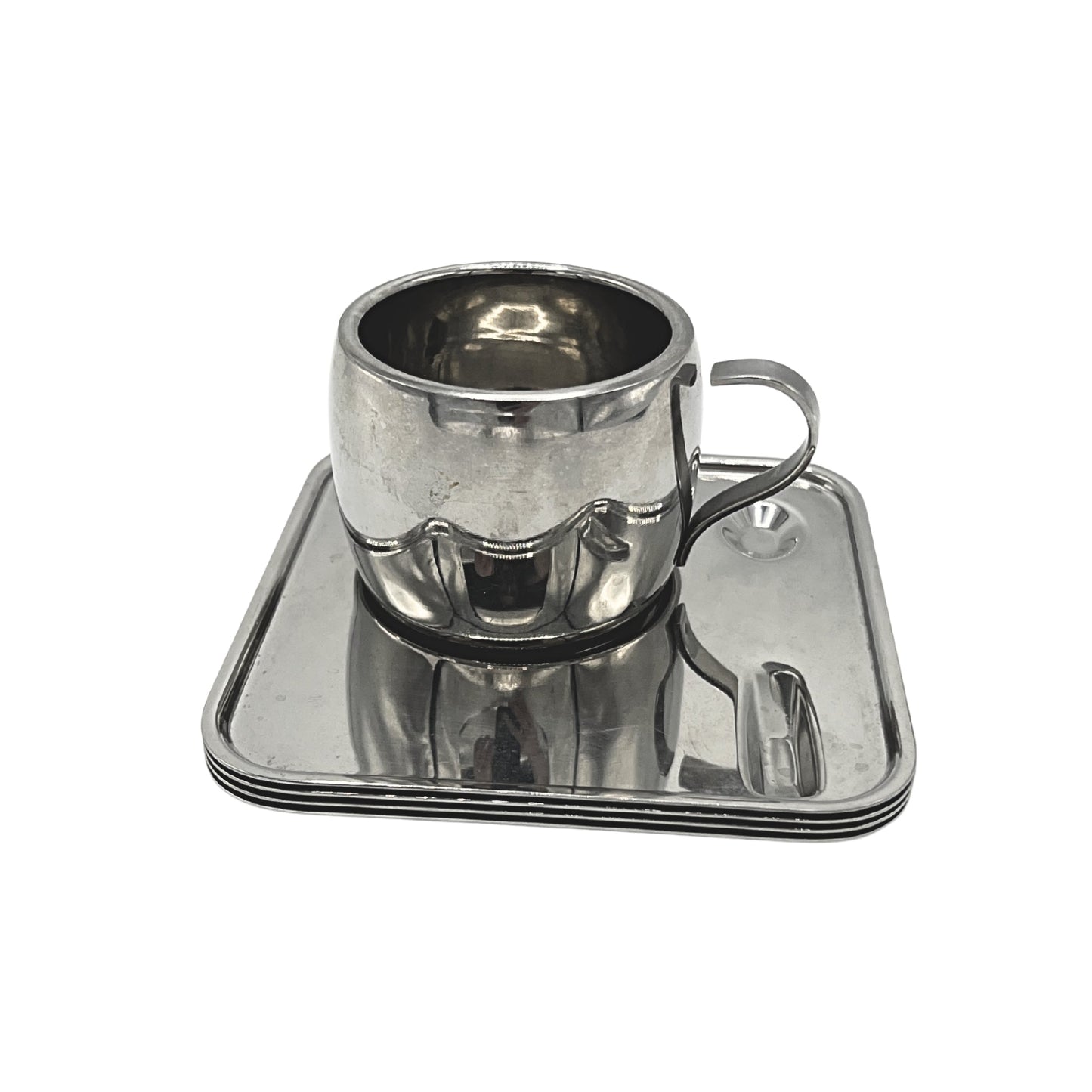 Stainless Espresso Cups and Saucers Set of 4 by Bella Cucina –