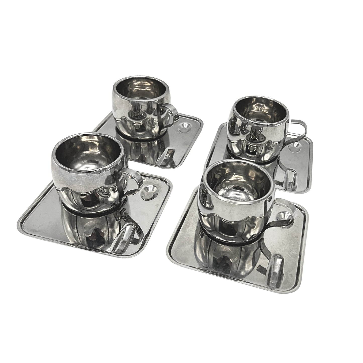Stainless Espresso Cups and Saucers Set of 4 by Bella Cucina –