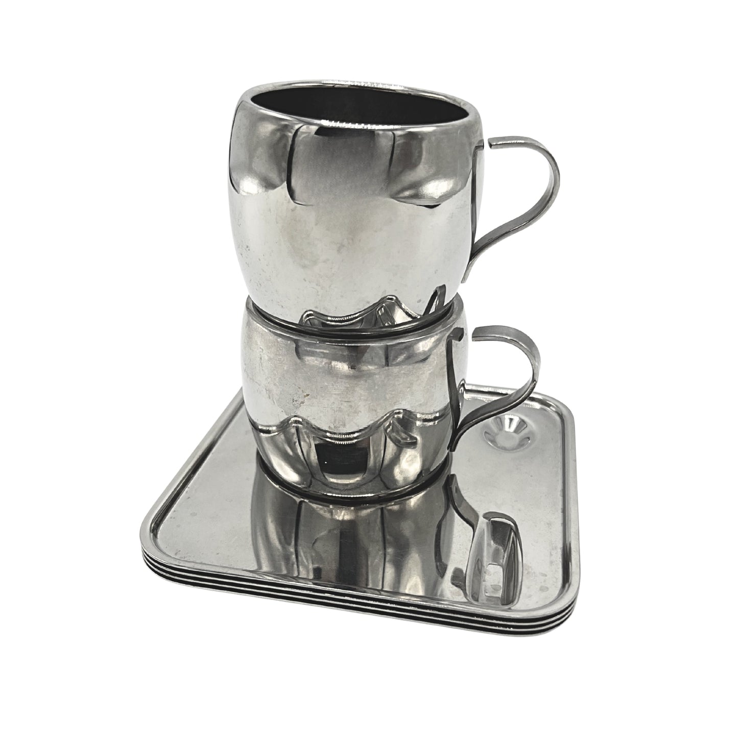 Stainless Espresso Cups and Saucers Set of 4 by Bella Cucina –