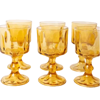 Vintage Amber Stem Glasses - set of 6 by Bella Cucina – For the table: Glasses