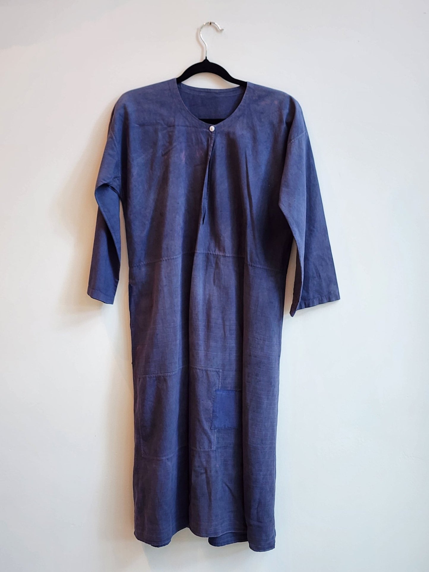 Vintage Clothing: indigo Dyed French Linen Work Dress by Bella Cucina –