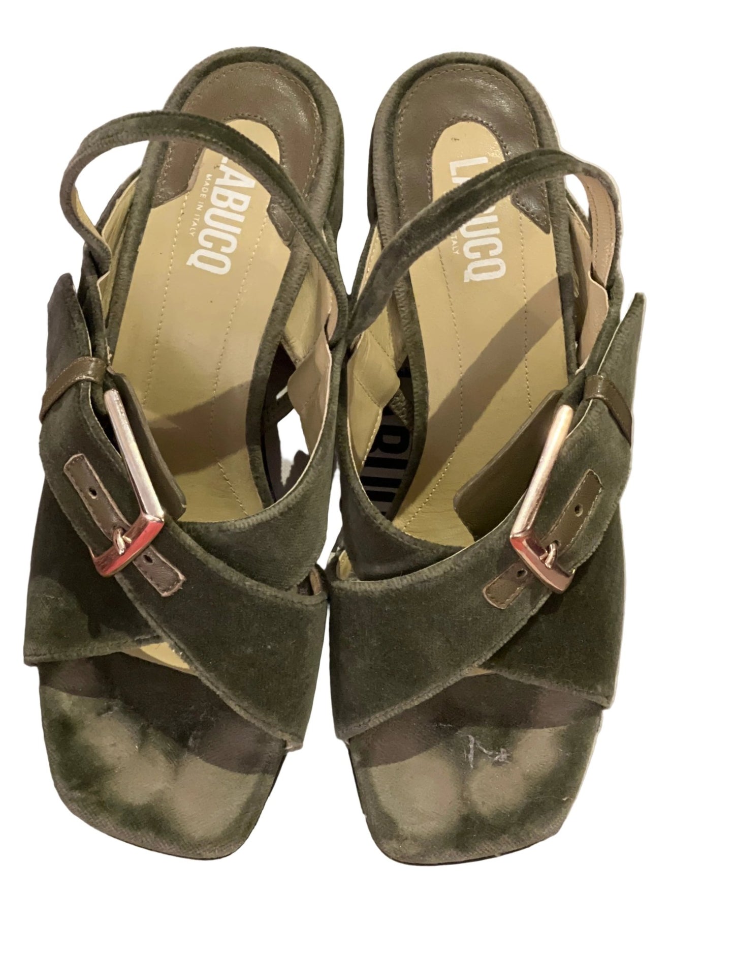 Vintage clothing /Shoes : Labucq Sandals Velvet Green by Bella Cucina –