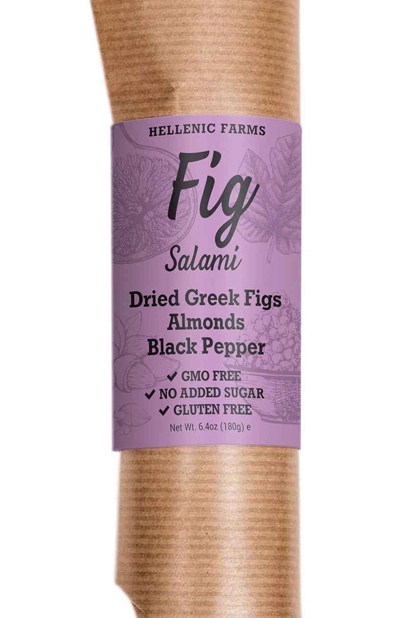 Bella Cucina - Hellenic Farms Fig Salami: Dried Greek Figs Almonds and Black Pepper -
