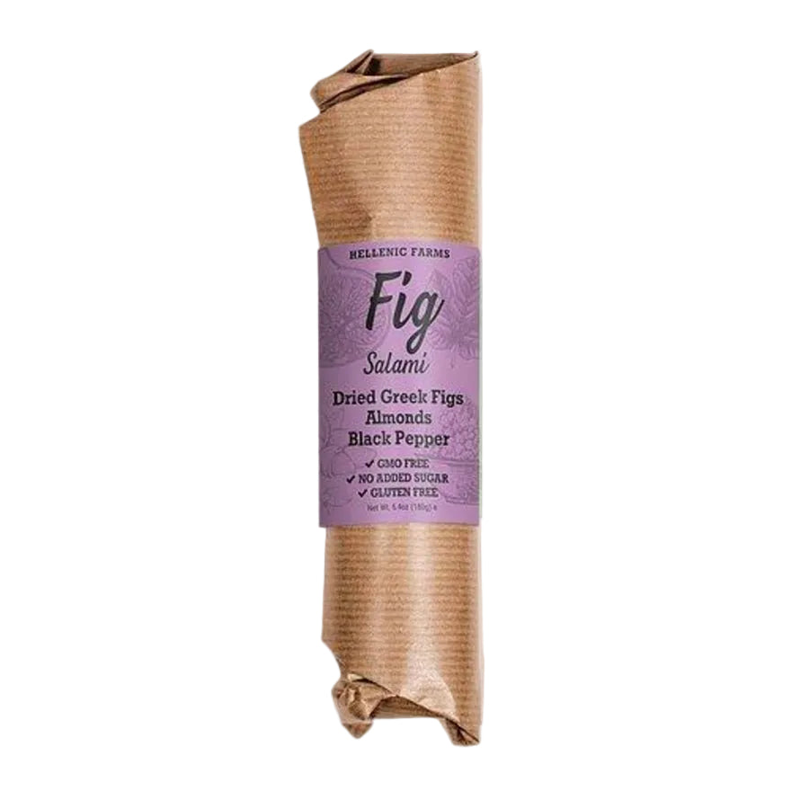 Bella Cucina - Hellenic Farms Fig Salami: Dried Greek Figs Almonds and Black Pepper -