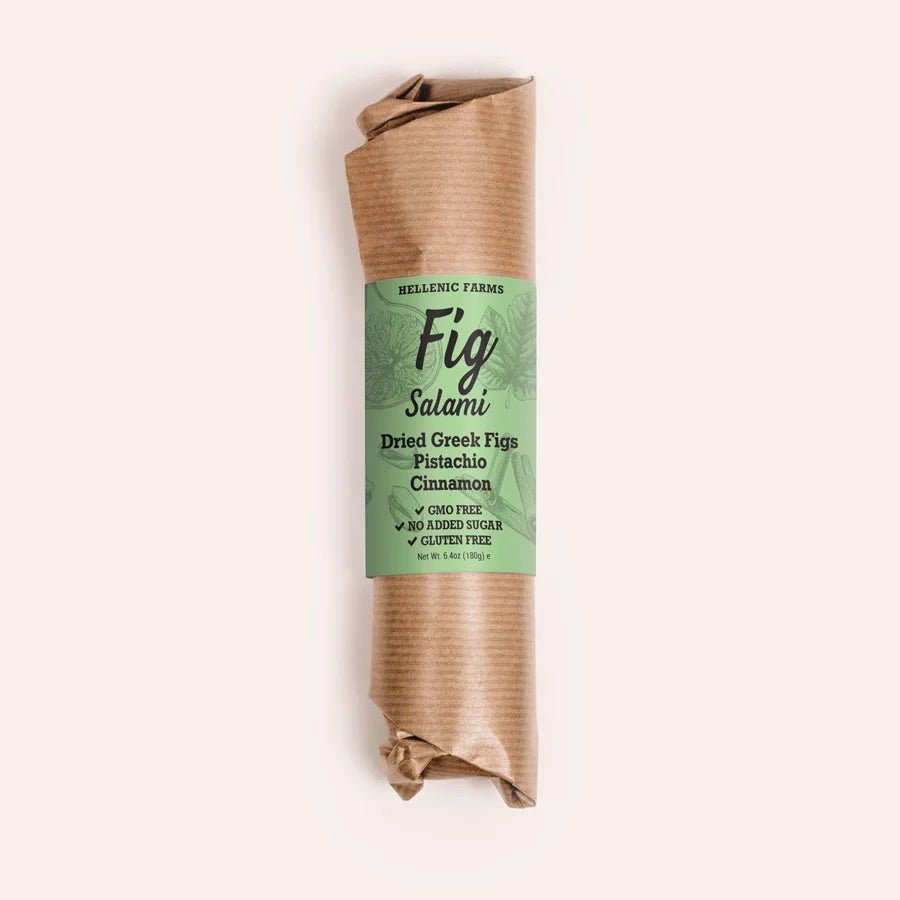 Bella Cucina - Hellenic Farms Fig Salami: Dried Greek Figs Pistachio and Cinnamon -