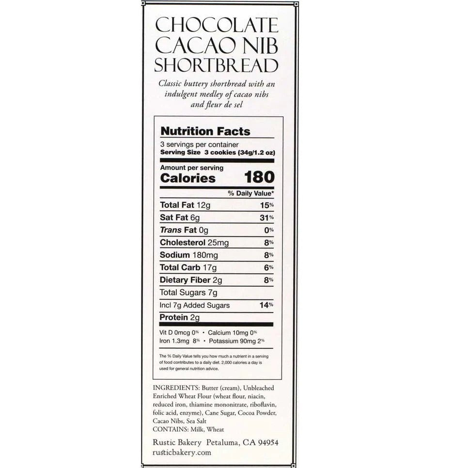 Bella Cucina - Rustic Bakery: Chocolate Cacao Nib Shortbread -