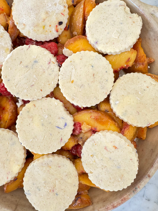 Wildflower Scented Peach and Raspberry Cobbler