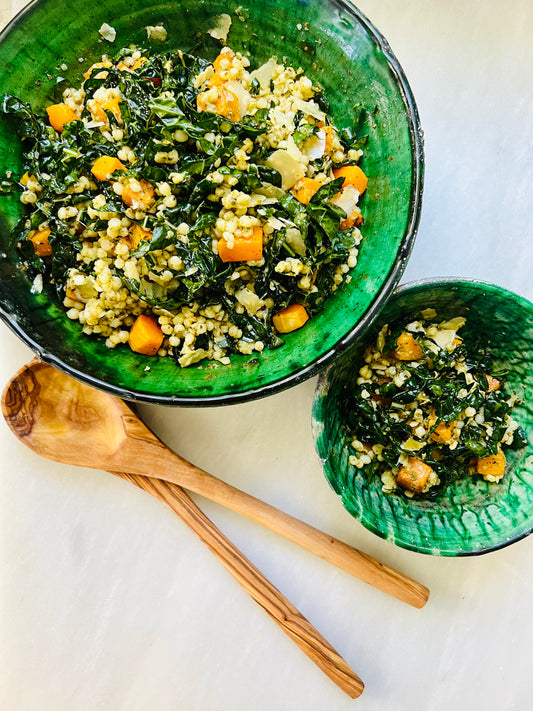 Pearl Pasta with Kale Pesto & Roasted Butternut Squash