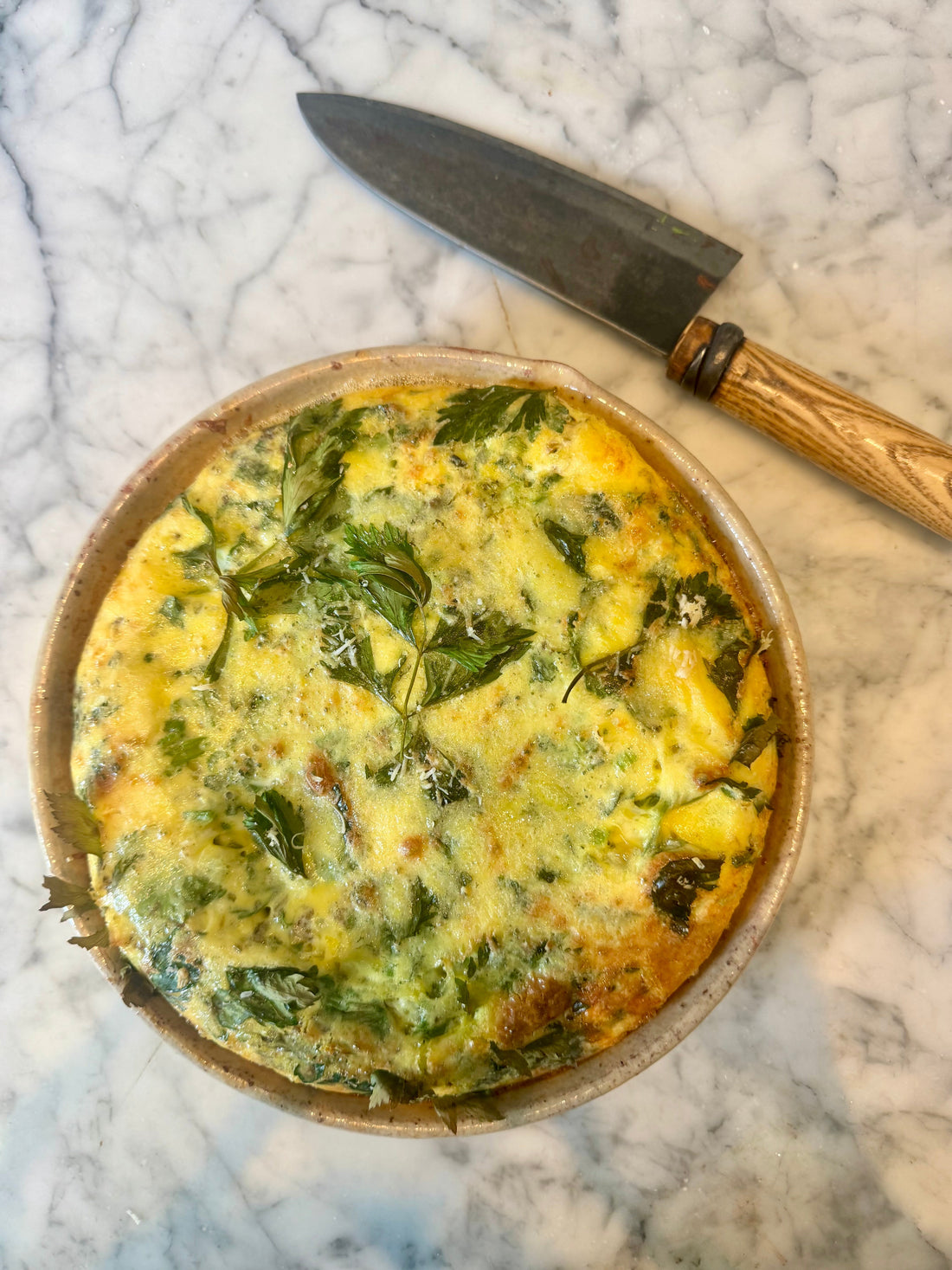Celery, Basil Pesto & Parmesan Frittata