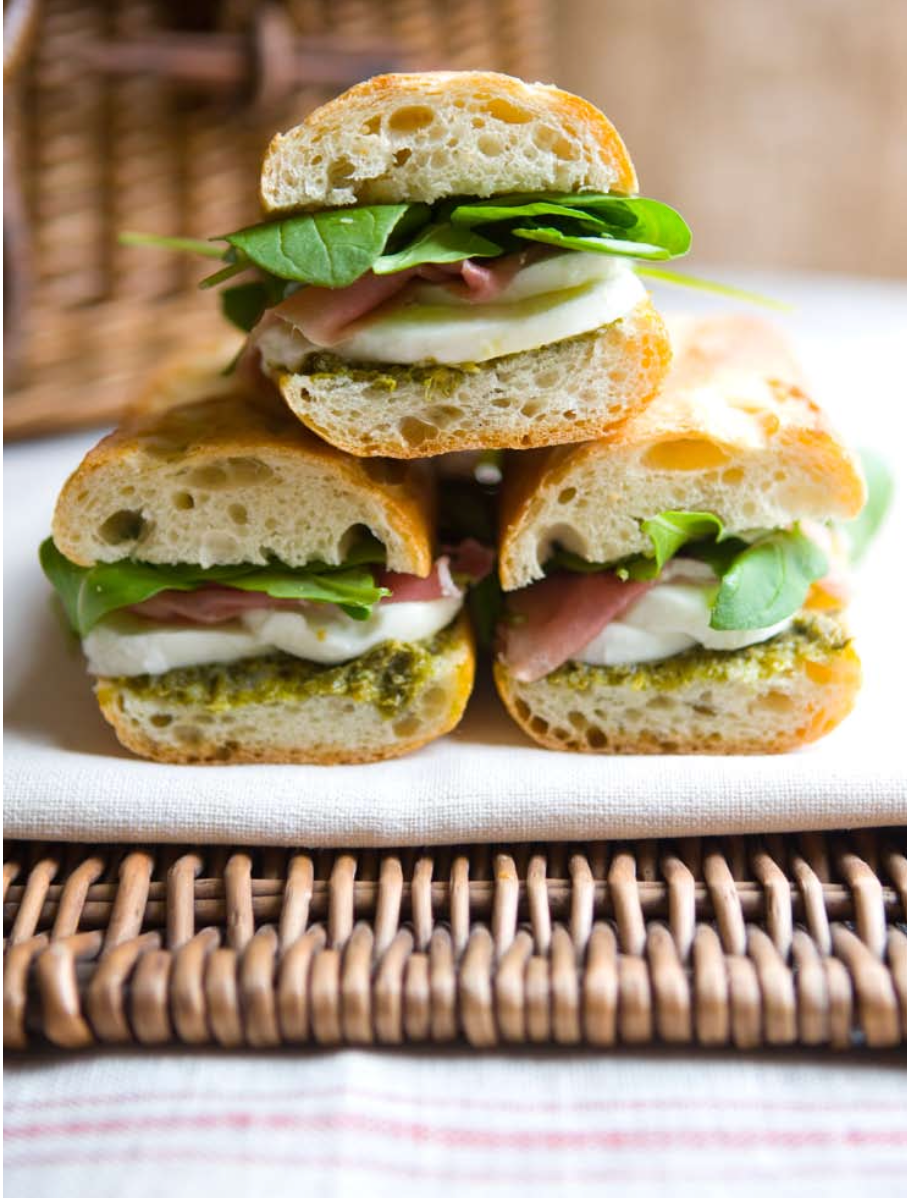 Arugula, Fresh Milk Mozzarella and Prosciutto Panini