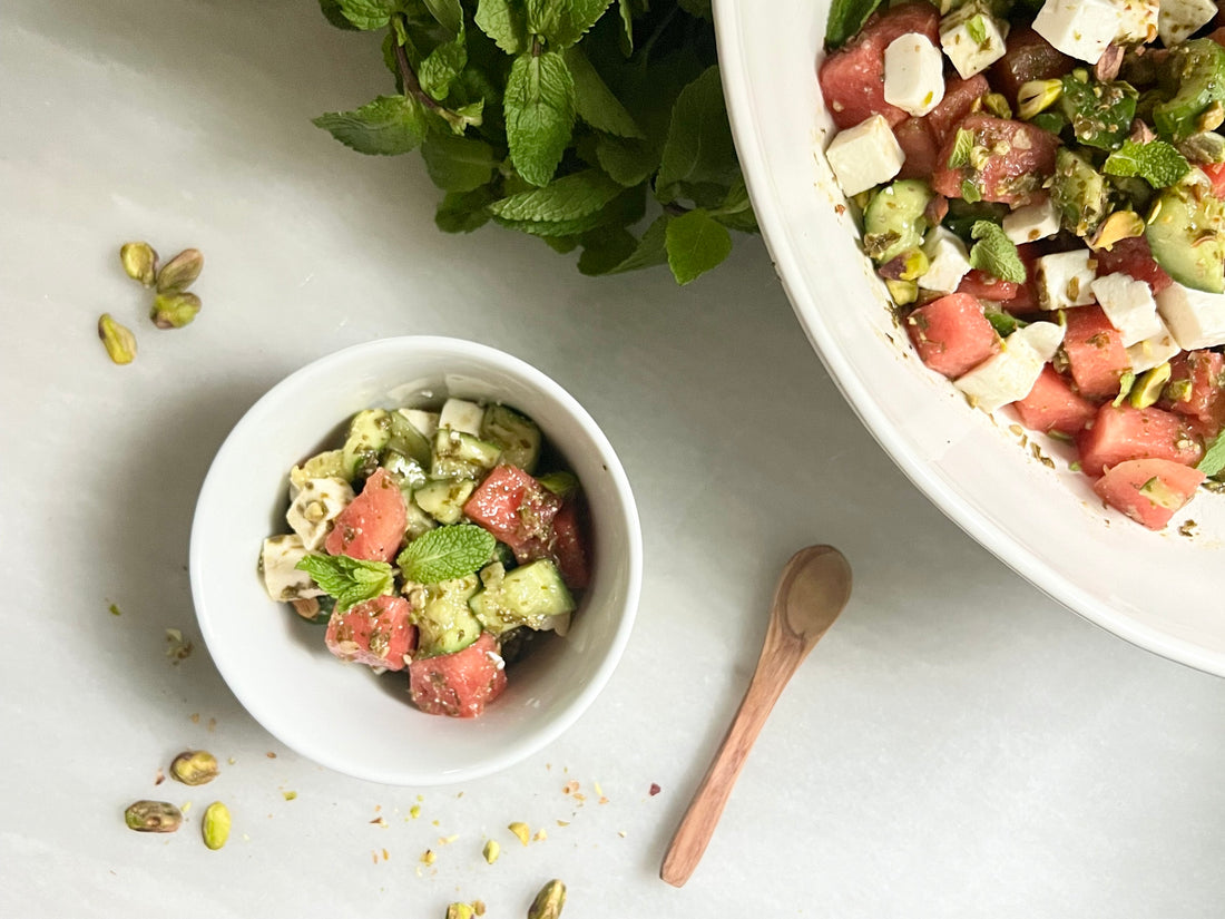 Smashed Minted Cucumber & Watermelon Salad