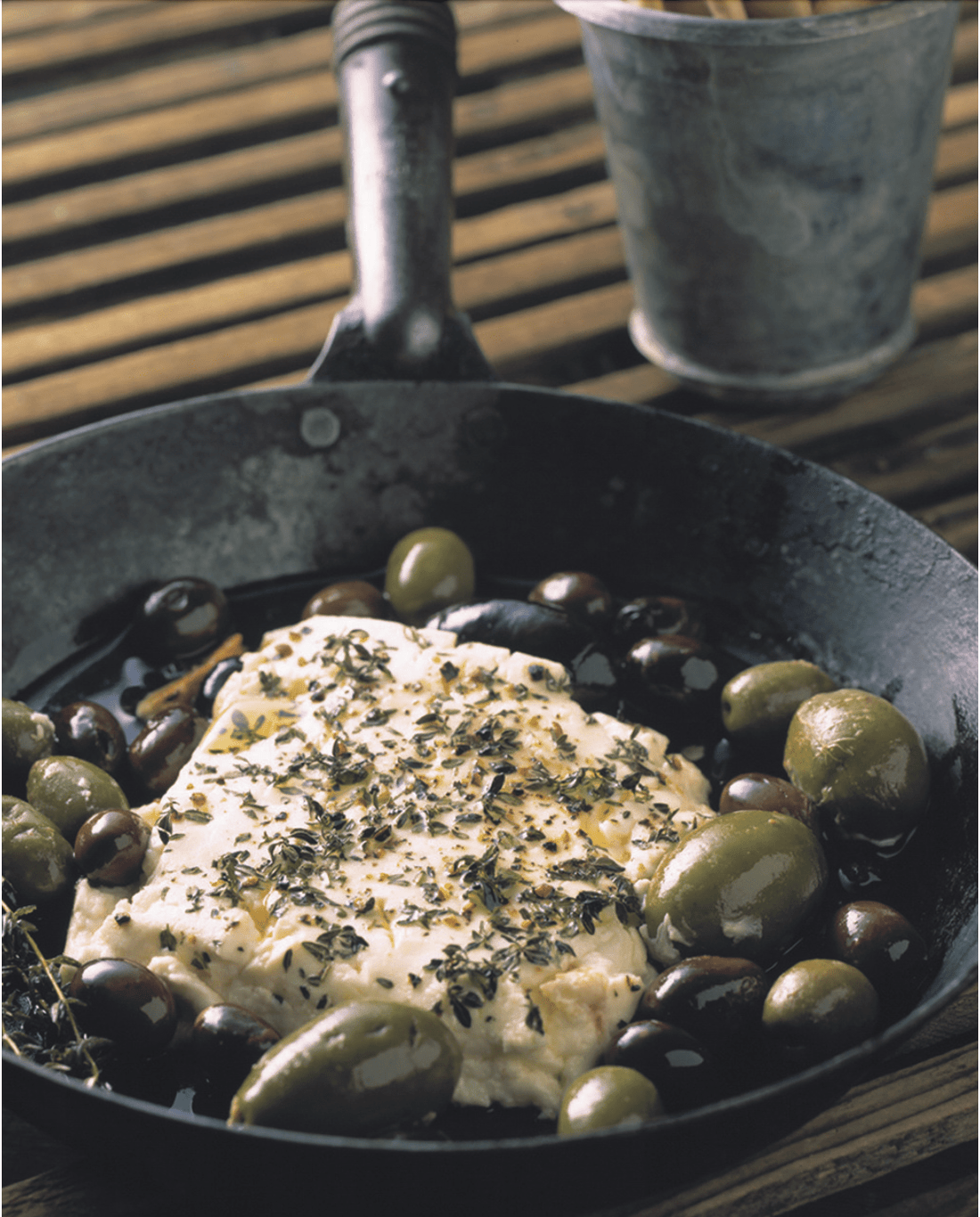 Baked Haloumi Cheese with Herbed Olives - Bella Cucina