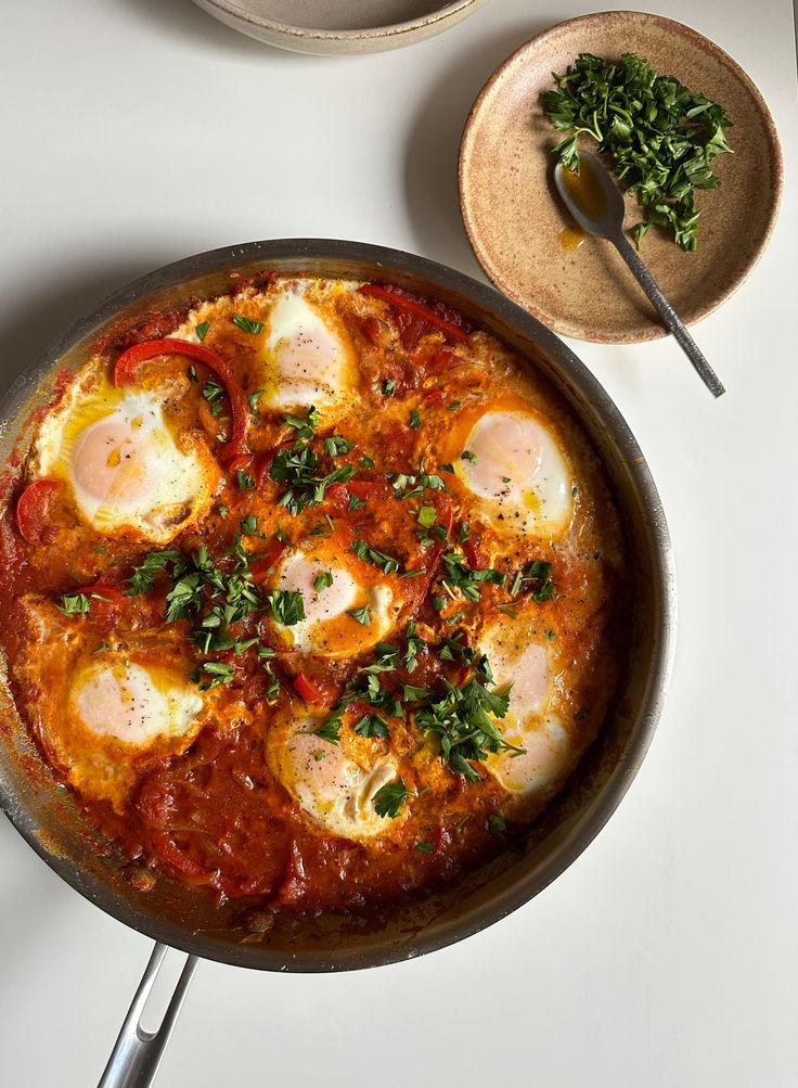 Baked Organic Eggs with Sugo a la Peperonata - Bella Cucina