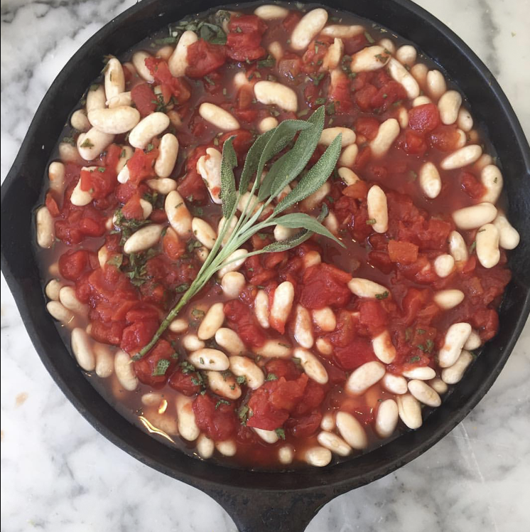Baked Cannellini Beans with Sage and Tomatoes