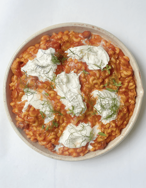 Fennel Sausage and Piccolo Pomodoro Baked Pasta with Burrata - Bella Cucina