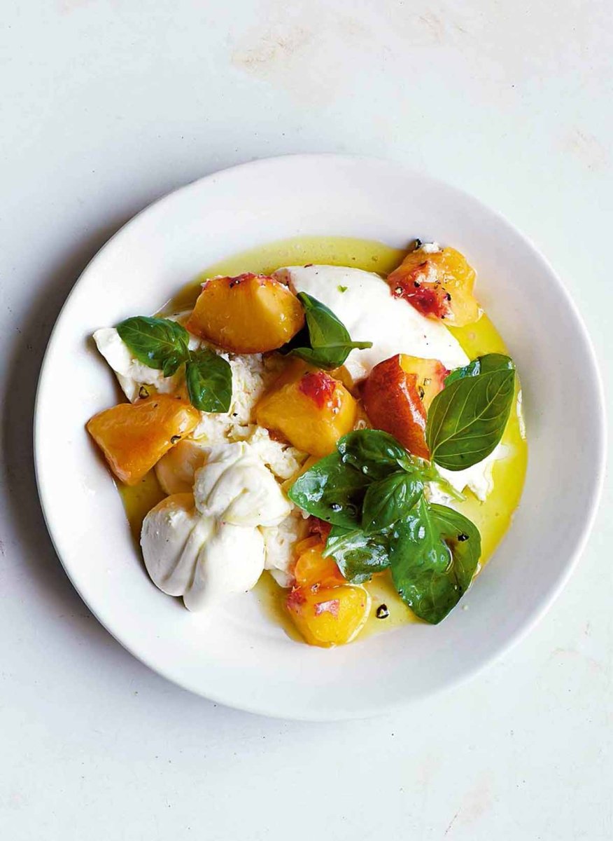 Georgia Peach, Burrata & Acacia Honey Salad - Bella Cucina