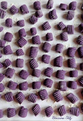 Purple Potato Gnocchi with Walnut Sage Cream Sauce - Bella Cucina