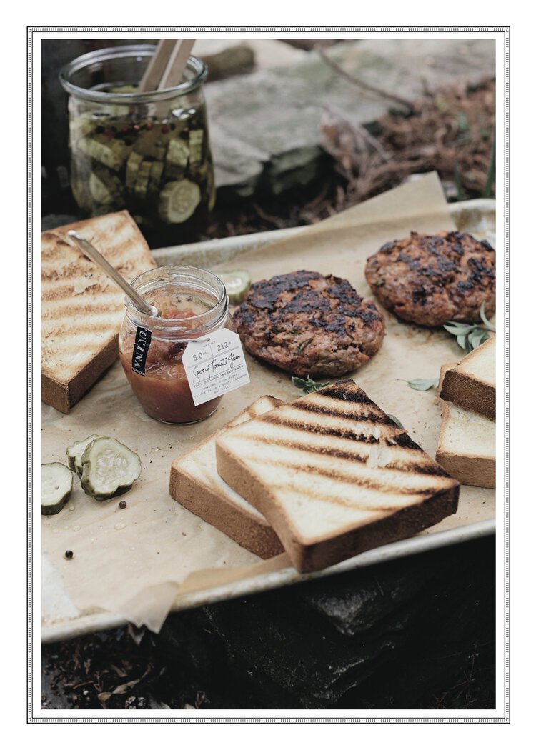 Savory Tomato Jam Meatloaf Burgers - Bella Cucina