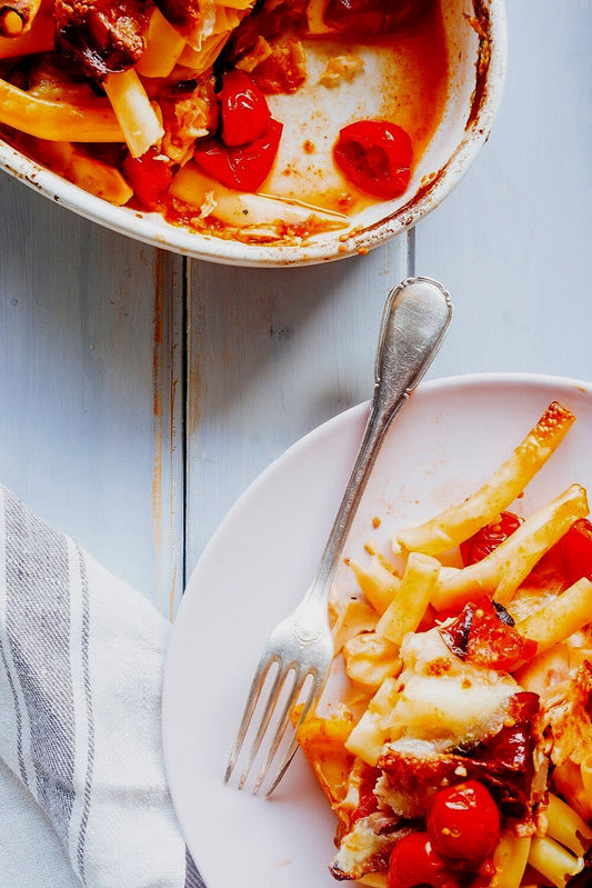 Baked Cordelle Pasta with Sun-dried Tomato Béchamel Sauce