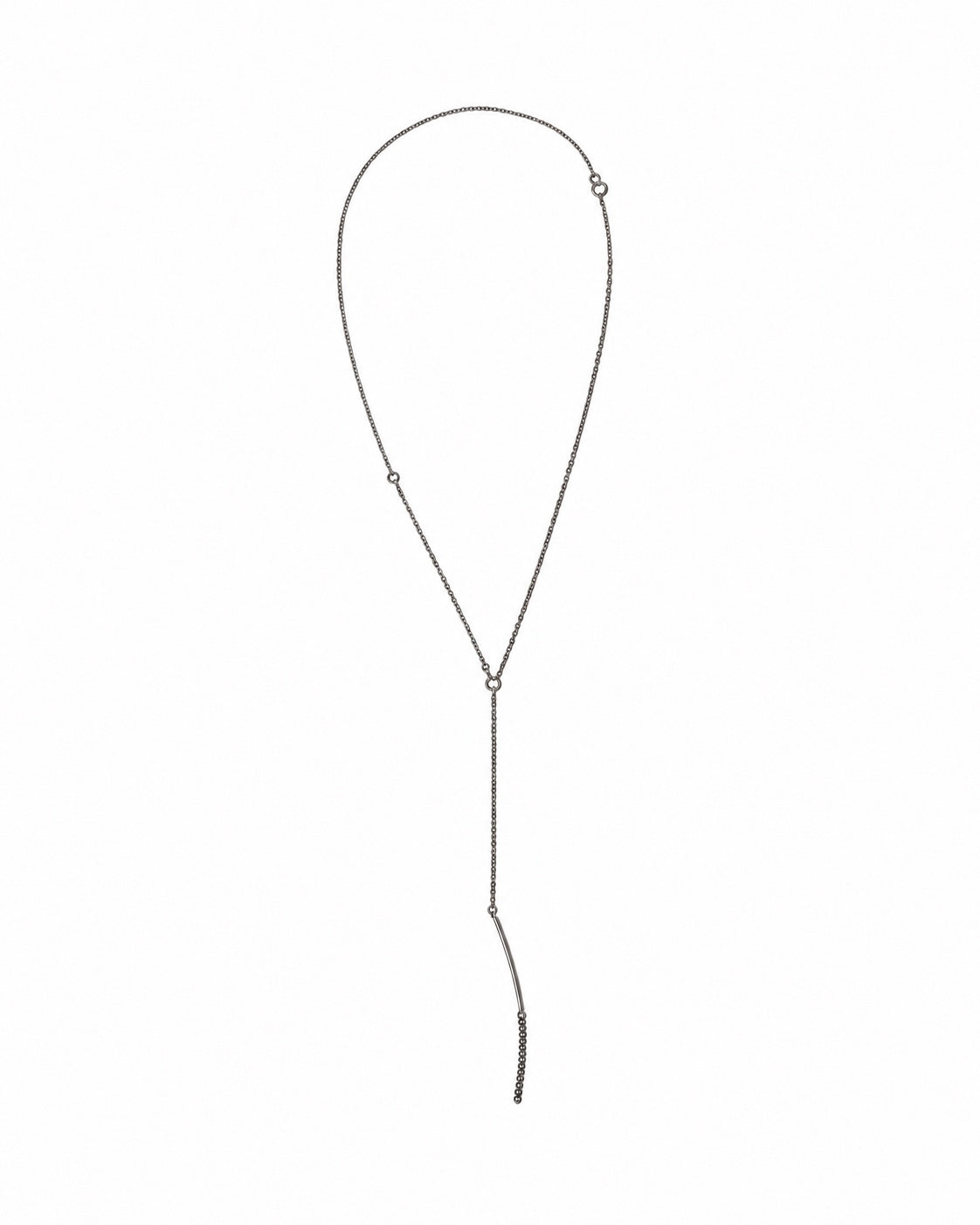 Long silver-tone chain necklace, full view, at Bella Cucina