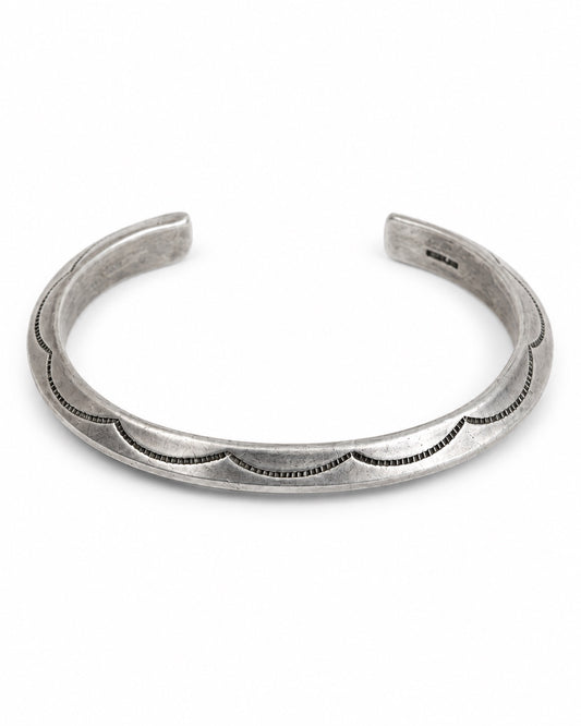 Native American silver cuff bracelet, full view, at Bella Cucina