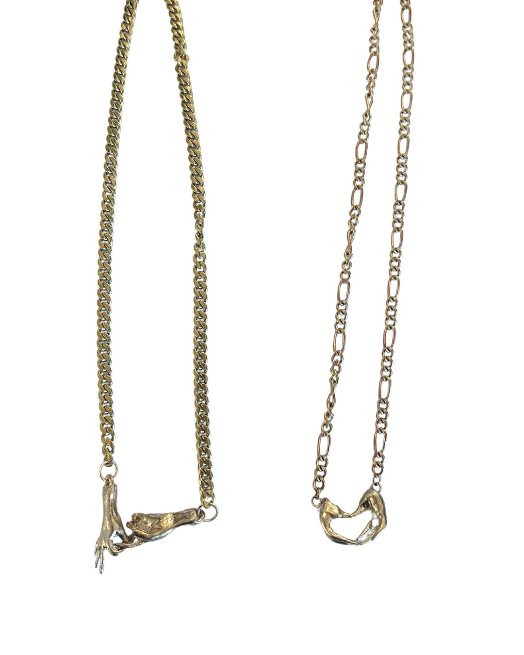 Brass Gold Interlock Hand Necklace