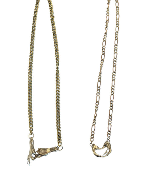 Brass Gold Interlock Hand Necklace