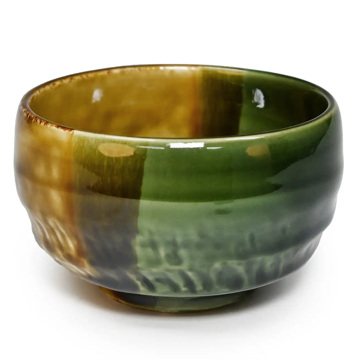 Japanese Matcha Bowl - Moss Green & Amber