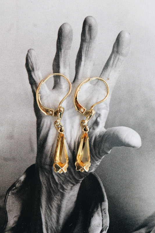 Jewelry: Vintage Gold  & Citrine Earrings