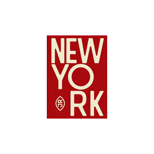 Red book cover with 'New York' text on a white background