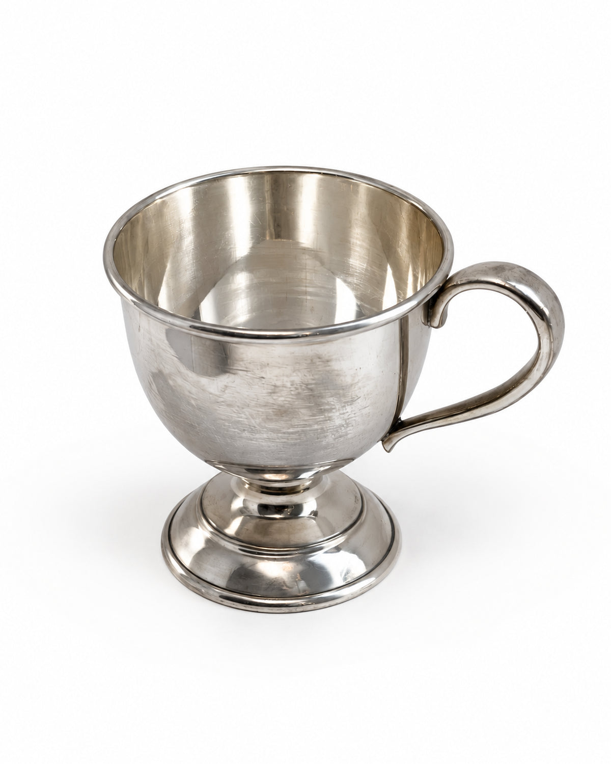Vintage silver-tone footed cups with loop handles at Bella Cucina in Atlanta, view 2