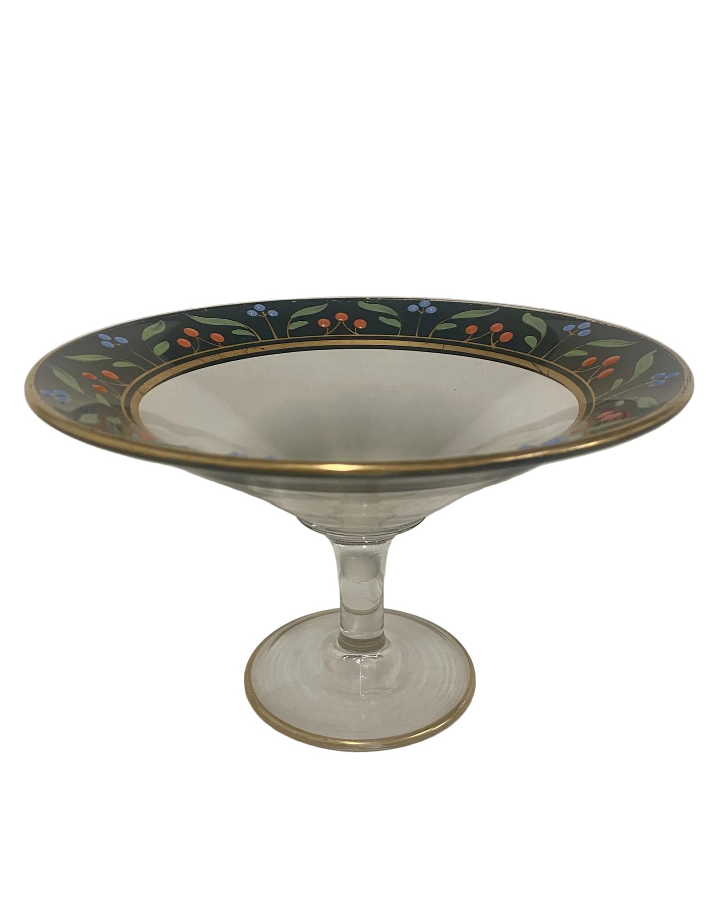 Antiques & Found Objects: 1940s Hand-Painted Footed Glass Bowl